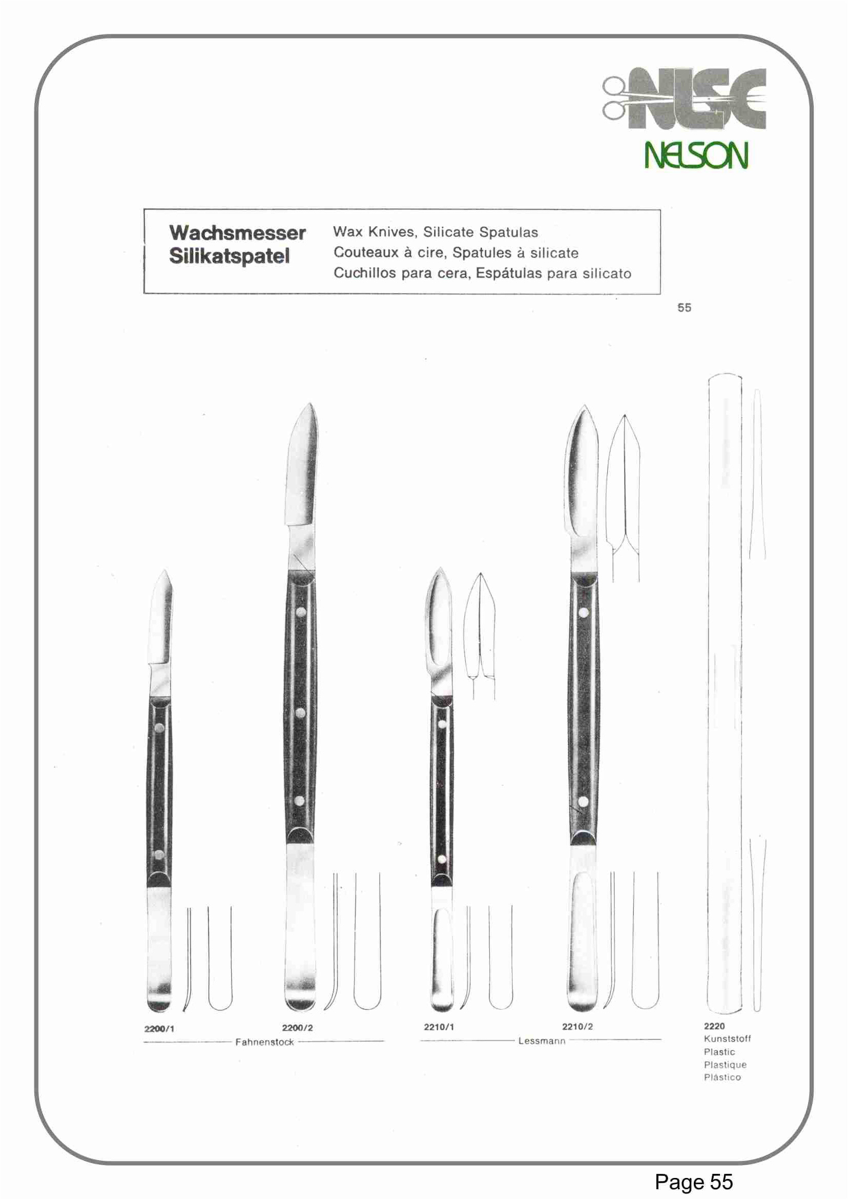 Wax Knives, Silicate Spatulas